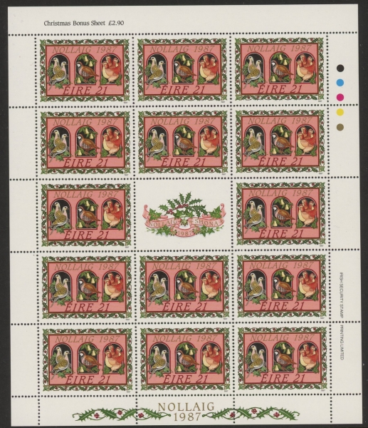 1987 Ireland SG.681a  Christmas sheetlet of 14 U/M (MNH) 1987 Ireland SG.681a  Christmas sheetlet of 14 U/M (MNH)