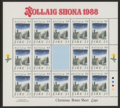 1988 Ireland SG.708a  Christmas sheetlet of 14 U/M (MNH) 1988 Ireland SG.708a  Christmas sheetlet of 14 U/M (MNH)