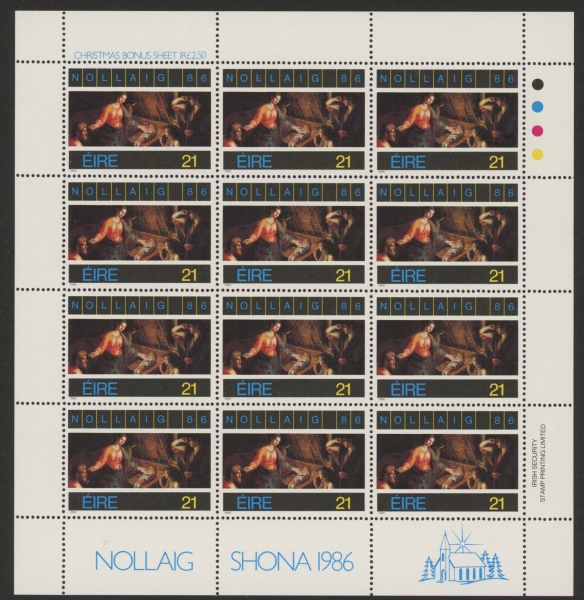 1986 Ireland SG.654a  Christmas sheetlet of 12 U/M (MNH) 1986 Ireland SG.654a  Christmas sheetlet of 12 U/M (MNH)