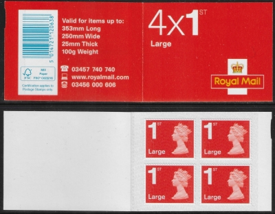 RB5  4 x 1st Large  Issued 2015 containing U3037 code MFIL MA15 SBP all upright.Walsall. RB5  4 x 1st Large  Issued 2015 containing U3037 code MFIL MA15 SBP all upright.Walsall.