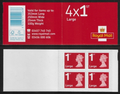 RB6  4 x 1st Large bright scarlet & NEW FONT containing U3039 code MFIL MA16 SBP all upright.Walsall. RB6  4 x 1st Large bright scarlet & NEW FONT containing U3039 code MFIL MA16 SBP all upright.Walsall.