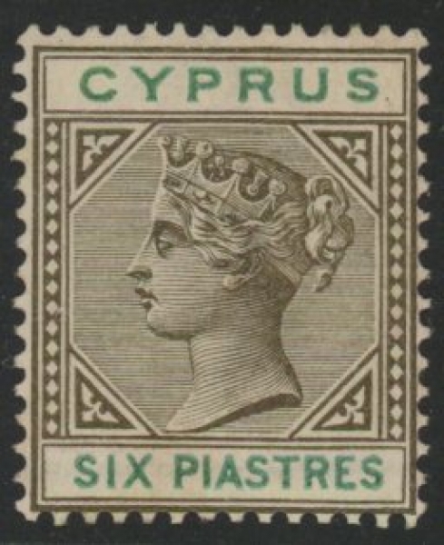 1896 Cyprus SG.45 6pi sepia & green. M/M 1896 Cyprus SG.45 6pi sepia & green. M/M