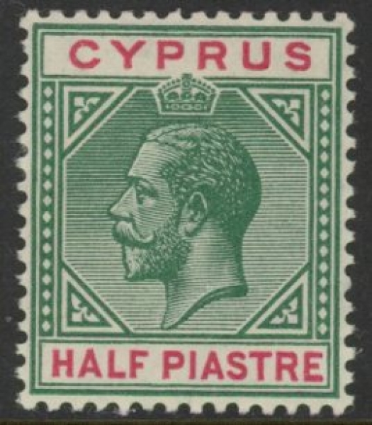 1912 Cyprus KGV SG.75 ½pi green & carmine M/M 1912 Cyprus KGV SG.75 ½pi green & carmine M/M