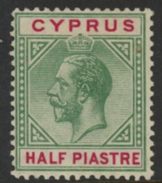 1912 Cyprus KGV SG.75a ½pi yellow-green & carmine. M/M 1912 Cyprus KGV SG.75a ½pi yellow-green & carmine. M/M