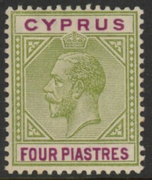 1912 Cyprus KGV SG.79 4pi olive-green & purple. U/M (MNH) 1912 Cyprus KGV SG.79 4pi olive-green & purple. U/M (MNH)