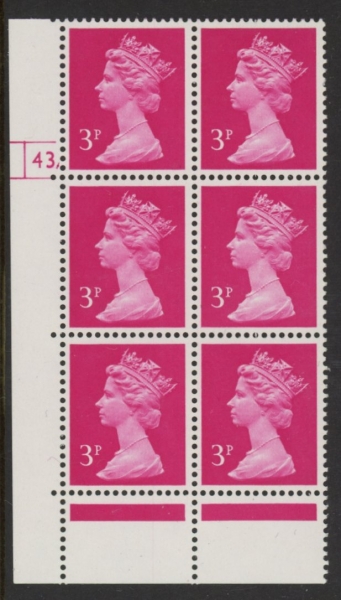 U111 (x930) Harrison 3p bright magenta type 1 phos.(ACP) perf RE Cyld. 43 dot U/M (MNH) U111 (x930) Harrison 3p bright magenta type 1 phos.(ACP) perf RE Cyld. 43 dot U/M (MNH)