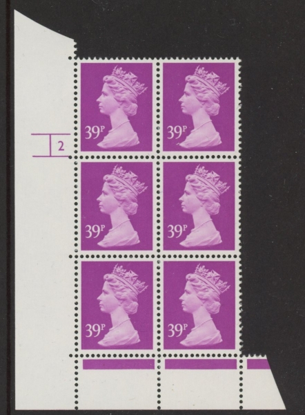 U377 (x991) Harrison 39p bright mauve phos.(ACP) perf RE Cyld. 2 no dot U/M (MNH) U377 (x991) Harrison 39p bright mauve phos.(ACP) perf RE Cyld. 2 no dot U/M (MNH)