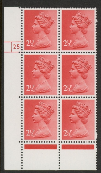 U97 (x929) Harrison 2½p rose-red Type II phos (FCP) perf RE Cyld. 25 dot U/M (MNH) U97 (x929) Harrison 2½p rose-red Type II phos (FCP) perf RE Cyld. 25 dot U/M (MNH)