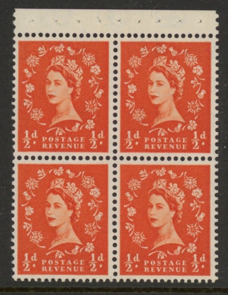 SB9 Crowns 4x½d, wmk. upright. perf AP (good perfs) U/M (MNH) SB9 Crowns 4x½d, wmk. upright. perf AP (good perfs) U/M (MNH)