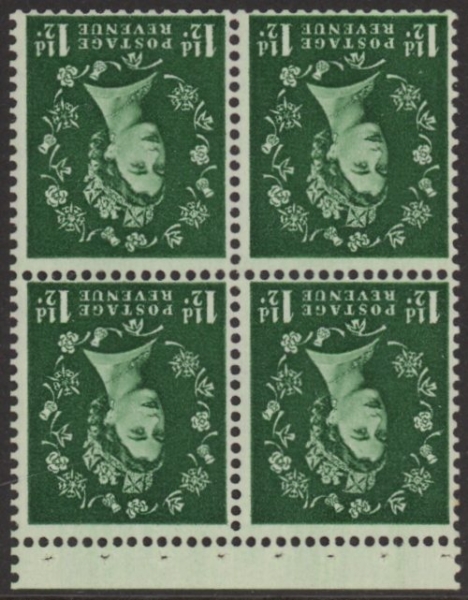 SB63a Edward Crown 4x1½d. wmk. inverted perf P. (good perfs).U/M (MNH) SB63a Edward Crown 4x1½d. wmk. inverted perf P. (good perfs).U/M (MNH)