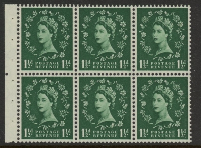 SB59 Tudor Crown 6x1½d. cyld. G3 no dot. wmk. upright perf E. (good perfs).U/M (MNH) SB59 Tudor Crown 6x1½d. cyld. G3 no dot. wmk. upright perf E. (good perfs).U/M (MNH)
