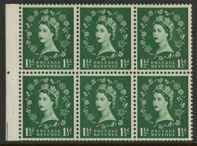 SB59 Tudor Crown 6x1½d. wmk. upright perf Iem. (good perfs).U/M (MNH) SB59 Tudor Crown 6x1½d. wmk. upright perf Iem. (good perfs).U/M (MNH)