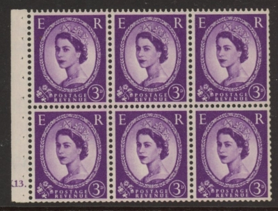 SB92 Crowns 6x3d, cylinder K13 no dot wmk. upright perf I (trimmed perfs). U/M (MNH) SB92 Crowns 6x3d, cylinder K13 no dot wmk. upright perf I (trimmed perfs). U/M (MNH)