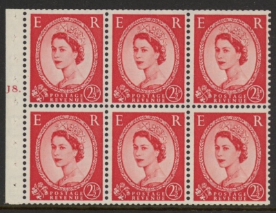 SB81 Edward Crown 6x2½d, cylinder J8 dot wmk. upright perf Ieb( ave perfs). mounted mint. SB81 Edward Crown 6x2½d, cylinder J8 dot wmk. upright perf Ieb( ave perfs). mounted mint.