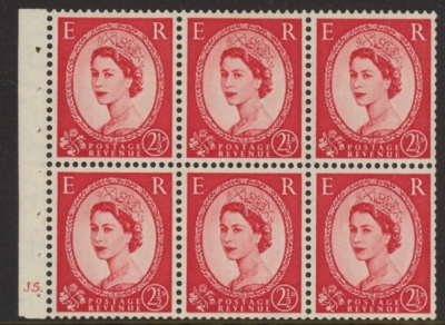 SB81 Edward Crown 6x2½d, cylinder J5 dot wmk. upright perf Ieb ( ave perfs). U/M (MNH) SB81 Edward Crown 6x2½d, cylinder J5 dot wmk. upright perf Ieb ( ave perfs). U/M (MNH)