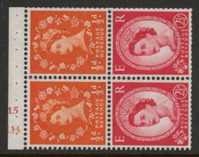 SB13a Crowns 2 x ½d, 2 x 2½d wmk s/way right perf I Cyld. E14 J15 U/M (MNH) SB13a Crowns 2 x ½d, 2 x 2½d wmk s/way right perf I Cyld. E14 J15 U/M (MNH)
