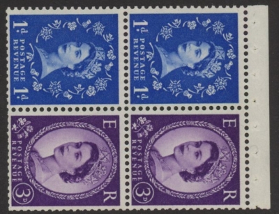 SB35 2x1d 2x3d crowns. sideways wmk. to left. perf I. (trimmed perfs).U/M (MNH) SB35 2x1d 2x3d crowns. sideways wmk. to left. perf I. (trimmed perfs).U/M (MNH)
