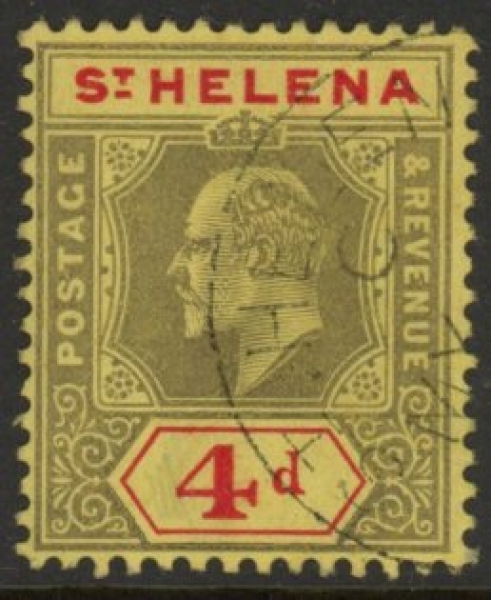 1911 St Helena KEVII SG66a 4d black & red/yellow. (ordinry paper). fine used. 1911 St Helena KEVII SG66a 4d black & red/yellow. (ordinry paper). fine used.