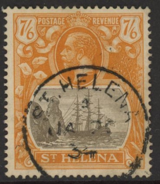 1927 St.Helena SG.111 KGV 7/6d grey-brown & yellow-orange (wmk. script). very fine used. 1927 St.Helena SG.111 KGV 7/6d grey-brown & yellow-orange (wmk. script). very fine used.