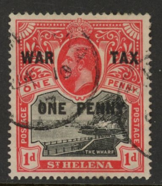 1916 St.Helena SG.87 KGV 1d +1d black & scarlet. fine used. 1916 St.Helena SG.87 KGV 1d +1d black & scarlet. fine used.