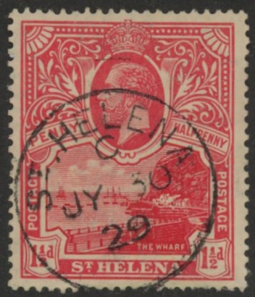 1922 St.Helena SG.90 KGV 1½d rose-scarlet (wmk script) very fine used. 1922 St.Helena SG.90 KGV 1½d rose-scarlet (wmk script) very fine used.