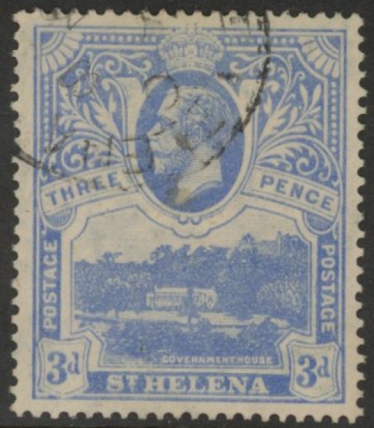 1922 St.Helena SG.91 KGV 3d bright blue(wmk script) very fine used. 1922 St.Helena SG.91 KGV 3d bright blue(wmk script) very fine used.