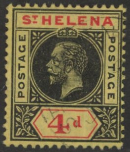 1913 St.Helena SG.85 KGV 4d black & red/yellow. very fine used. 1913 St.Helena SG.85 KGV 4d black & red/yellow. very fine used.
