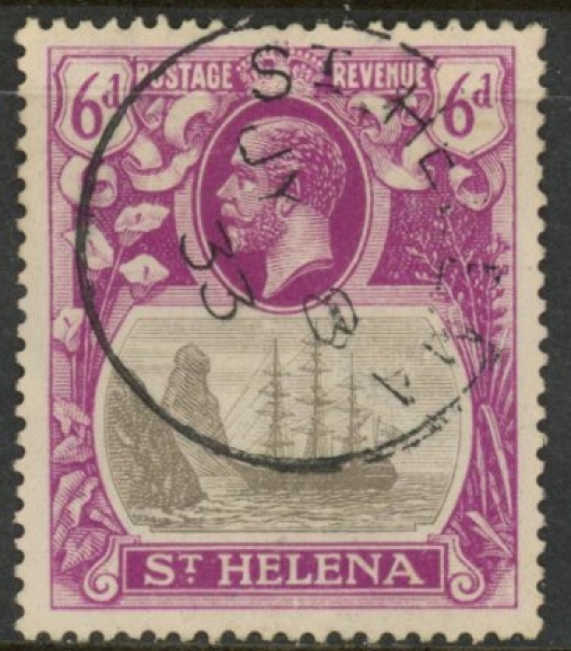 1922 St. Helena - SG.104 6d grey & bright purple. (wmk Script) fine used. 1922 St. Helena - SG.104 6d grey & bright purple. (wmk Script) fine used.