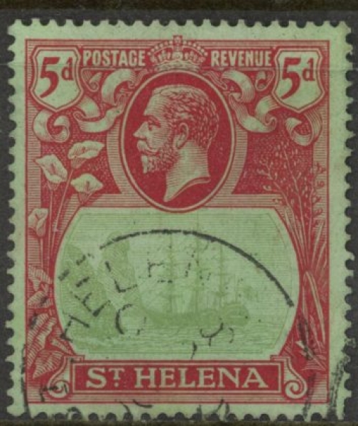1927 St. Helena - SG.103 5d green & deep carmine/green. (wmk Script) very fine used. 1927 St. Helena - SG.103 5d green & deep carmine/green. (wmk Script) very fine used.