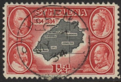 1934 St. Helena - SG.116 1½d black & scarlet. (wmk Script) very fine used. 1934 St. Helena - SG.116 1½d black & scarlet. (wmk Script) very fine used.
