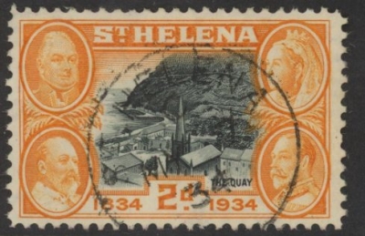 1934 St. Helena - SG.117 2d black & orange. (wmk Script) very fine used. 1934 St. Helena - SG.117 2d black & orange. (wmk Script) very fine used.