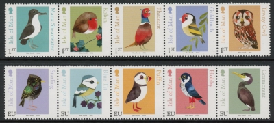 2016 IOM SG.2086-95 Matt Sewell's Birds Set of 10 values U/M (MNH) 2016 IOM SG.2086-95 Matt Sewell's Birds Set of 10 values U/M (MNH)