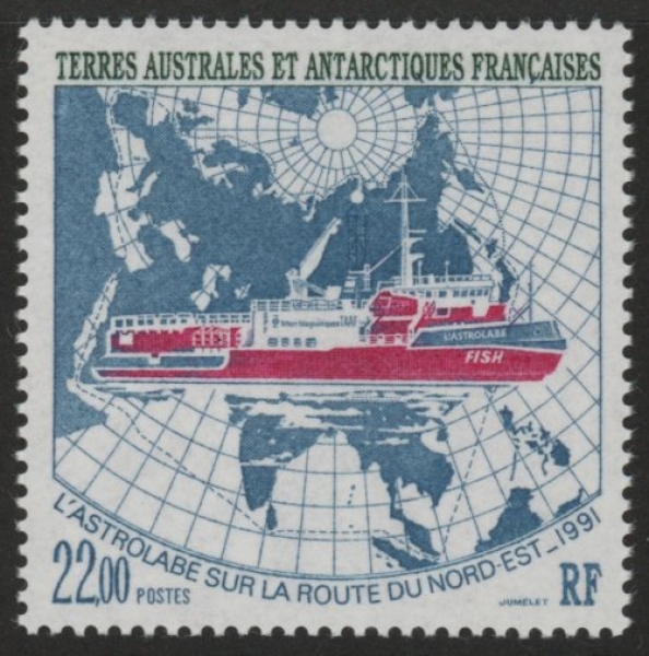 1993 French Antarctic - SG.317 Voyage of L'Astrolabe. 1 value U/M (MNH) 1993 French Antarctic - SG.317 Voyage of L'Astrolabe. 1 value U/M (MNH)