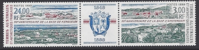1999 French Antarctic. SG.404a (404-5) 50th Anniv. Research Bases on Kergulen. 2 values. U/M (MNH) 1999 French Antarctic. SG.404a (404-5) 50th Anniv. Research Bases on Kergulen. 2 values. U/M (MNH)