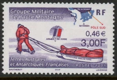 2001 French Antarctic SG.442 Armee de Terre's Expedition to Adelie Land. 1 value. U/M (MNH) 2001 French Antarctic SG.442 Armee de Terre's Expedition to Adelie Land. 1 value. U/M (MNH)