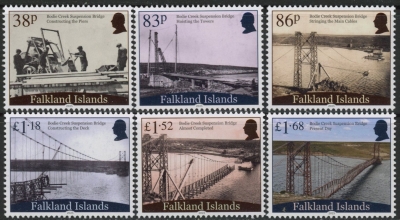 2025 Falkland Islands SG.tba 100th Anniv. opening of Bodie Creek Suspension Bridge. Set of 6 values U/M (MNH) 2025 Falkland Islands SG.tba 100th Anniv. opening of Bodie Creek Suspension Bridge. Set of 6 values U/M (MNH)