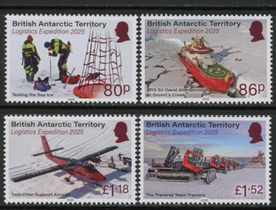 2025 British Antarctic SG.tba Logistics Expedition. set 4 values. U/M (MNH) 2025 British Antarctic SG.tba Logistics Expedition. set 4 values. U/M (MNH)