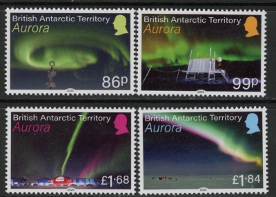 2025 British Antarctic SG.tba Aurora. set 4 values. U/M (MNH) 2025 British Antarctic SG.tba Aurora. set 4 values. U/M (MNH)