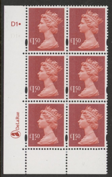 Y1746 (U487) DLR £1.50 red Cyld. D1 dot. U/M (MNH) Y1746 (U487) DLR £1.50 red Cyld. D1 dot. U/M (MNH)