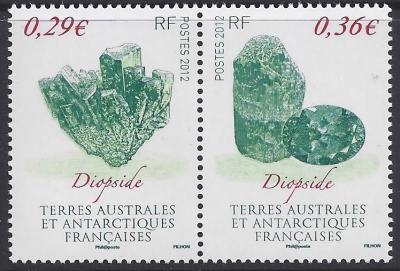 2012 French Antarctic SG.657-8 Minerals - Diopside Set of 2 values U/M (MNH) 2012 French Antarctic SG.657-8 Minerals - Diopside Set of 2 values U/M (MNH)
