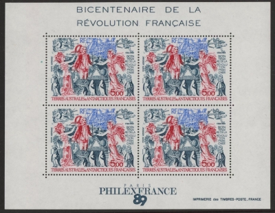 1989 French Antarctic MS.257 Air - Bicentenary of French Revolution Mini Sheet U/M (MNH) 1989 French Antarctic MS.257 Air - Bicentenary of French Revolution Mini Sheet U/M (MNH)