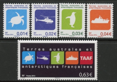 2013 French Antarctic SG.701-5 Symbols of French Antarctic Set of 5 values U/M (MNH) 2013 French Antarctic SG.701-5 Symbols of French Antarctic Set of 5 values U/M (MNH)