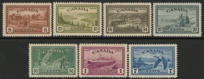1946-7 Canada SG.401-7 Peace Set of 7 values U/M (MNH) 1946-7 Canada SG.401-7 Peace Set of 7 values U/M (MNH)
