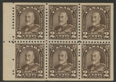 1931 Canada SG.292a 2c deep brown booklet pane of 6 U/M (MNH) 1931 Canada SG.292a 2c deep brown booklet pane of 6 U/M (MNH)