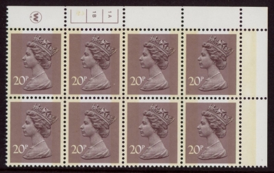 X998 (UG48) Waddington 20p dull purple. Cyld. 1A 1B no dot. phos.2 U/M (MNH) X998 (UG48) Waddington 20p dull purple. Cyld. 1A 1B no dot. phos.2 U/M (MNH)