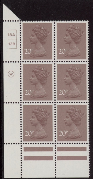 X999 (UG49) Waddington 20p dull purple. Cyld. 18A 12B no dot. U/M (MNH) X999 (UG49) Waddington 20p dull purple. Cyld. 18A 12B no dot. U/M (MNH)