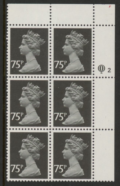 X1023 (UG130) Questa 75p black Type I Perf14 Cyl. Q2 R1 U/M (MNH) X1023 (UG130) Questa 75p black Type I Perf14 Cyl. Q2 R1 U/M (MNH)