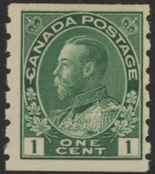 1912 Canada SG.220 1c blue-green imperf x perf U/M (MNH) 1912 Canada SG.220 1c blue-green imperf x perf U/M (MNH)