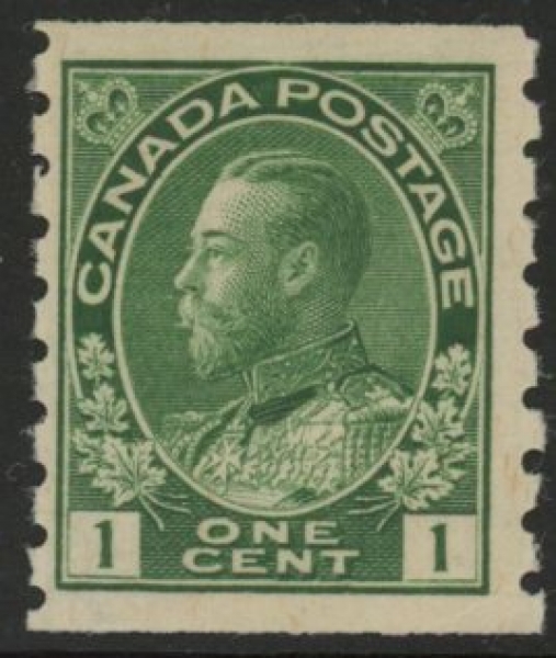 1912 Canada SG.219 1c yellow-green imperf x perf 8 U/M (MNH) 1912 Canada SG.219 1c yellow-green imperf x perf 8 U/M (MNH)