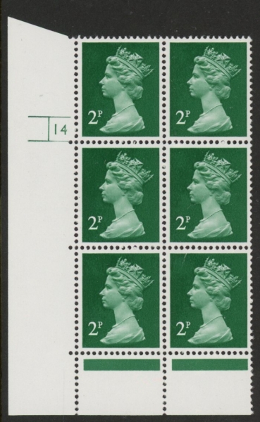 U83 (x926) Harrison 2p green phos paper (shiny) PVAD. cyld 14 no dot. U/M (MNH) U83 (x926) Harrison 2p green phos paper (shiny) PVAD. cyld 14 no dot. U/M (MNH)